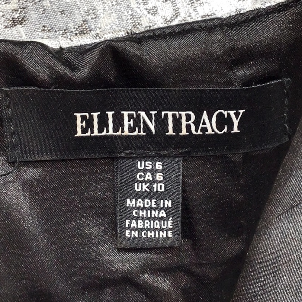 🪞Ellen Tracy Silver Metallic A-Line Knee Length Lined Back Zip - Picture 2 of 9
